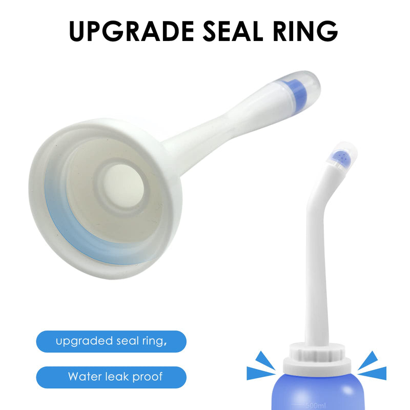 RUFCRIL Peri Bottle, Portable Travel Bidet with Bag, TPE Material Can Be Boiled, 17oz/500ml with 2 Sealing Rings,Essentials for Postpartum Perineal Care,Hemorrhoid Treatment,and Baby(Blue) Blue