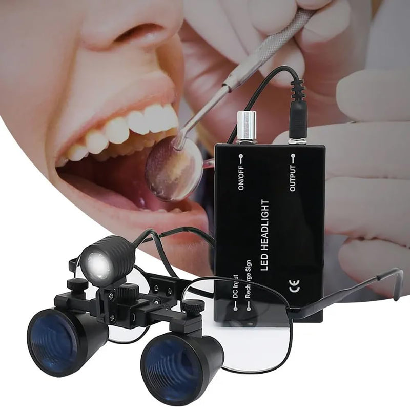 Ultra-lightweight Dental Loupes 2.5X 3.5X Dental Binocular Magnifier with 3W LED Headlight Rechargeable Lithium Battery (3.5X-420) 3.5X-420 - NewNest Australia