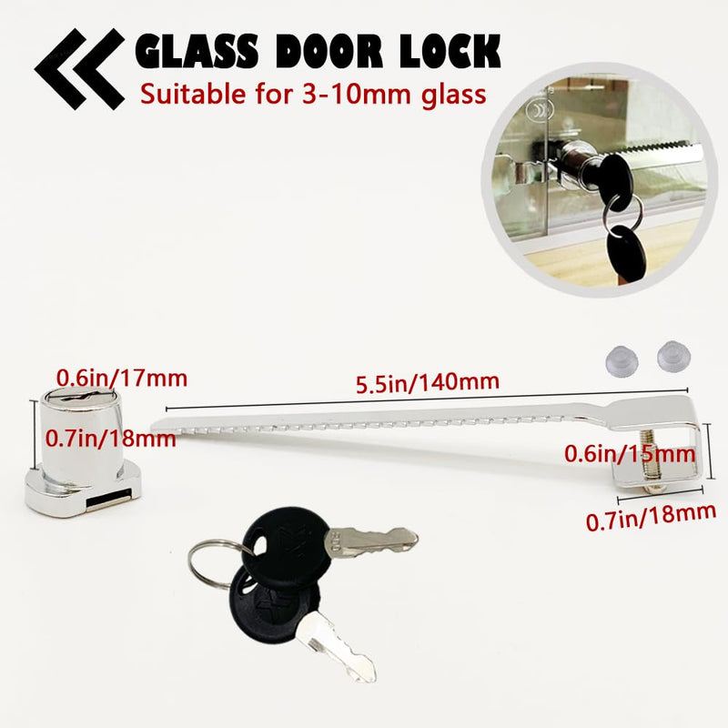 Sliding Glass Door Ratchet Lock with Chrome Finish,Glass Display Case Lock,Keyed Alike Showcase Display (2) 2