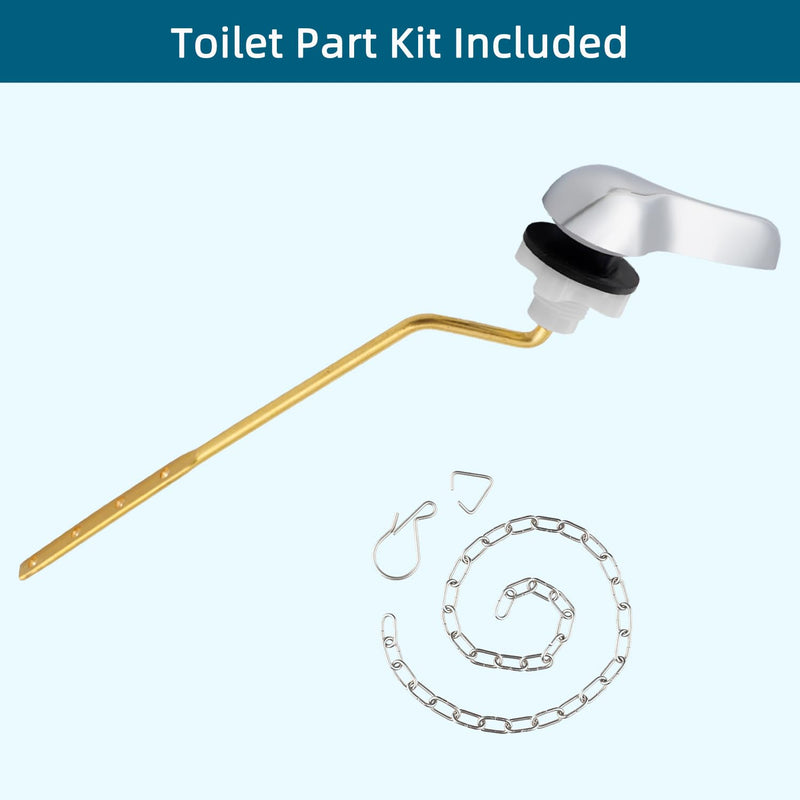 Hygie Rinse Universal Toilet Handle Replacement Kit Side Mount Toilet Lever Compatible with American Standard/Glacier Bay/Gerber, Toilet Flush Handle with Flapper Chain, Chrome 1PC