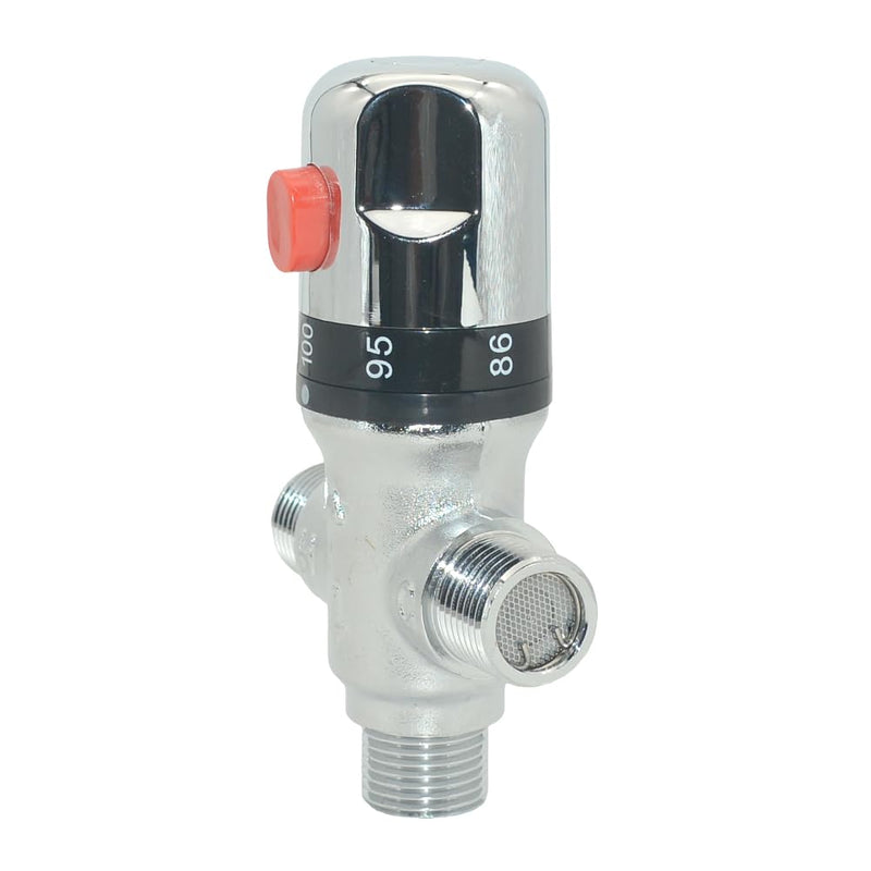 Thermostatic Mixing Valve,Solid Brass- Golden Thermostatic Shower Valve,1/2" NPT Thread Water Heater Mixing Valve for bathroom showers, solar systems and kitchen faucets,etc. (Silver) Silver