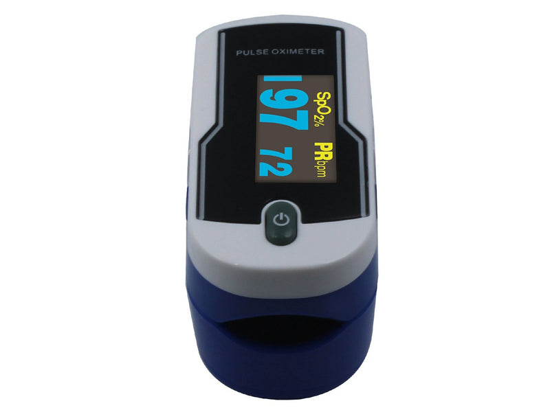 Concord Fingertip Deluxe OLED Pulse Oximeter with 6 way Reversible Display - Blood Oxygen Saturation Monitor with Carrying Case, Batteries and Lanyard - Easy to Use, Accurate SpO2 (Sapphire Blue)