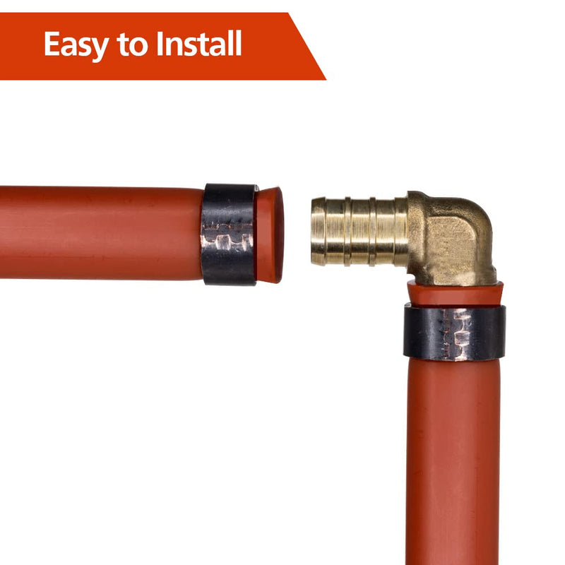 25/50/100 Pack PEX Fittings, 1/2" Fittings/ 3/4" Fittings, PEX Elbow/Tee/Straight Coupling Fittings, Brass PEX Fittings for PEX Tubing Pipe (1/2" Elbow, 25) 25 × 1/2" Elbow