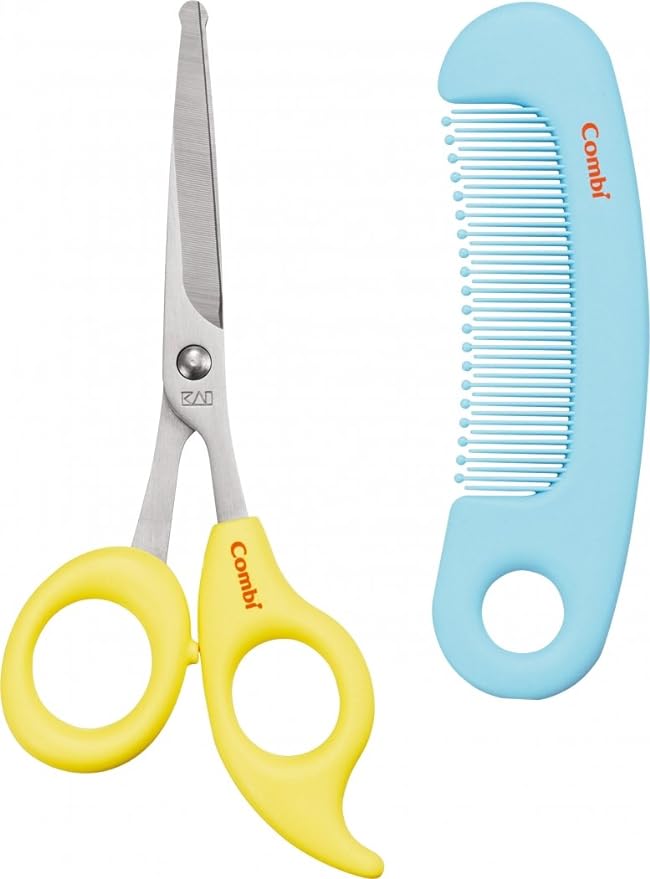 Combi Baby Label Sanpatsu Scissors & Comb Set Powder Yellow - NewNest Australia