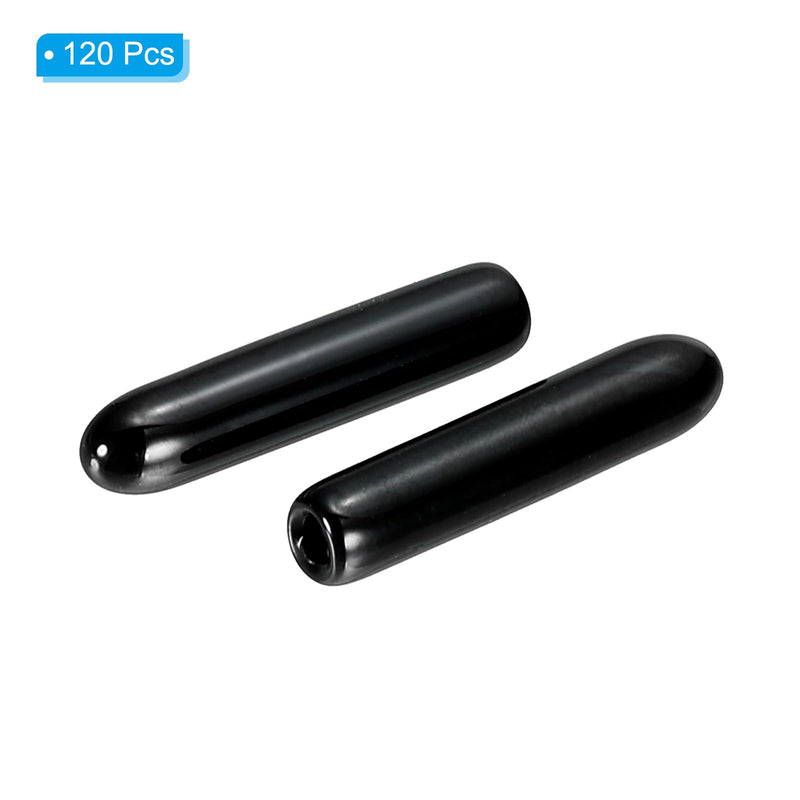 PATIKIL 1.5MM Vinyl Rubber End Caps, 120 Pack Flexible Bolt Screw Covers Caps Round Thread Protector Caps for Metal Tubing Rod Bolts, Black