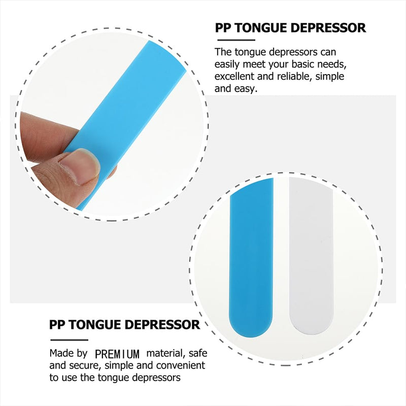 POPETPOP 25 Pcs Plastic Tongue Scrapers, Tongue Depressors Spatulas, Flavored depressors, Professional Stirring Sticks for Medical Use Blue