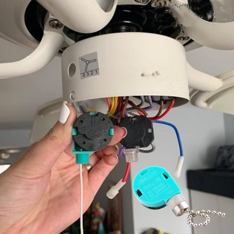 Ceiling Fan Switch 3 Speed 4 Wire Zing Ear ZE-268S6 Pull Chain Cord Switch Replacement for Ceiling Fans,Wall Lamps,Cabinet Light (Nickel Pull Chain) Nickel + Pull Chain - NewNest Australia