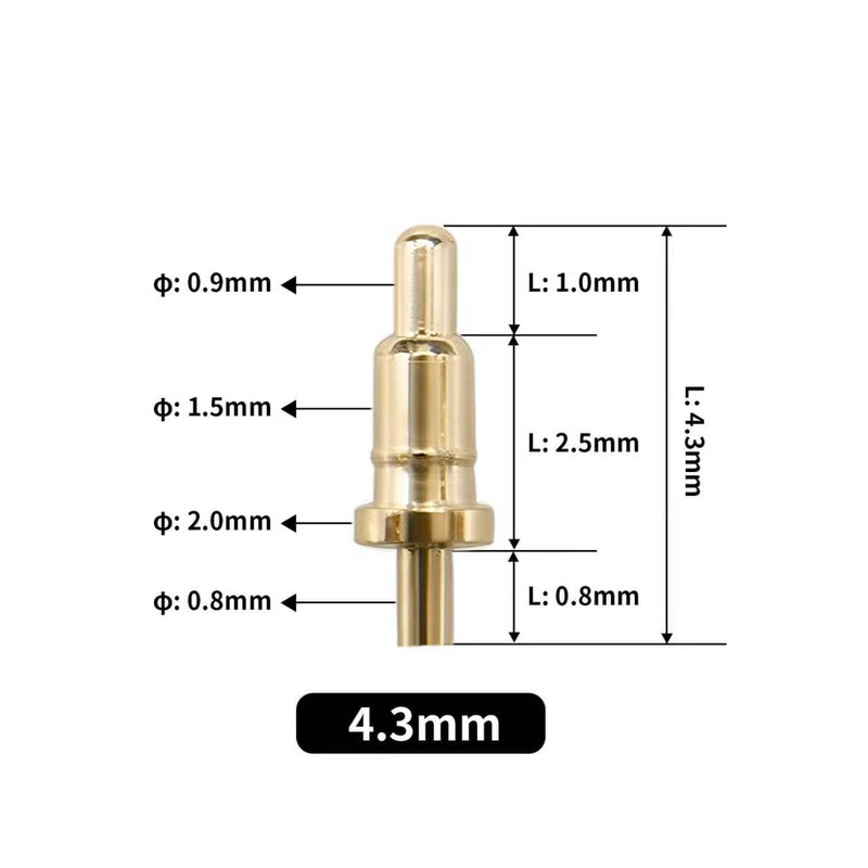 100Pcs Pogo Pins- 4.3mm Gold Plated Copper Spring Pogo Pins | Spring Test Probe Round Pogo Pin-,Pogo pin Header Target Connector Through Hold PCB Test Pin, Thimble Signal Pin