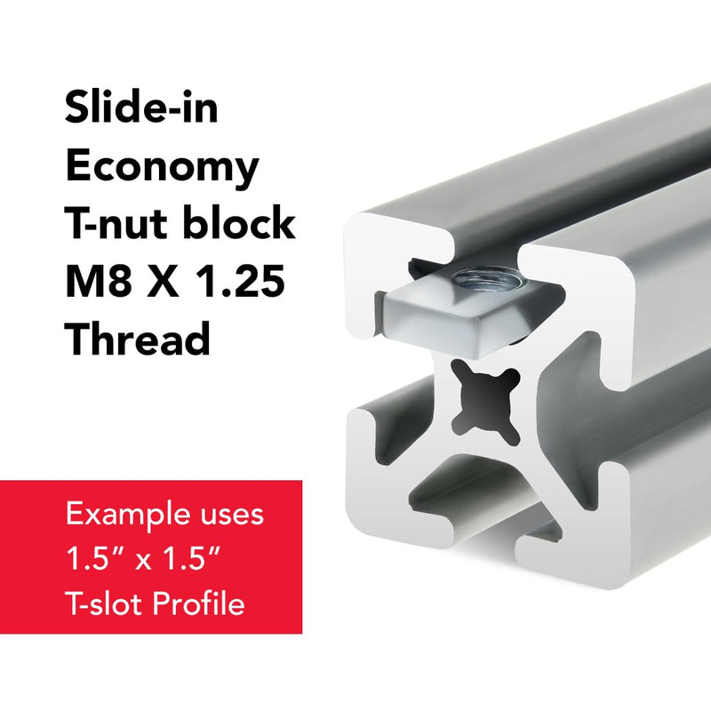 8020, 14131, 15 40 45 Series Steel M8 Slide-in Economy T Nuts Hardware Block Nuts for 1.5", 40mm, and 45mm Series Aluminum Extrusions 80/20 Profiles (25 Pack) 25