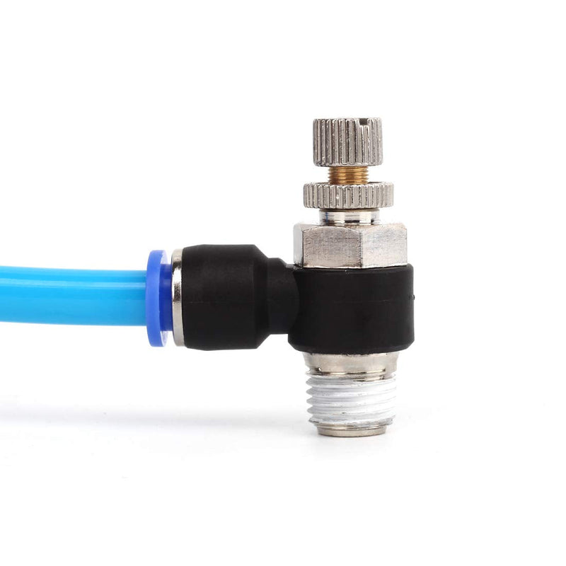 SNS 1/4"Tube OD x 1/8 NPT 90 Degree Elbow Air Flow Control Valve Push To Connect Fitting Speed control valve(10 PCS) JSC1/4-N01