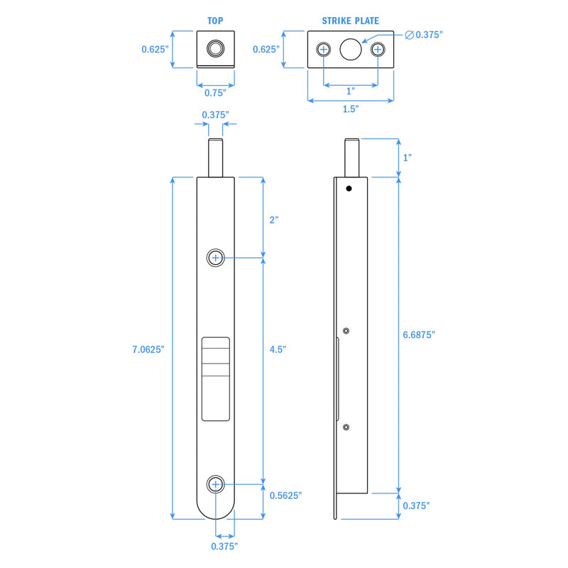 Nuk3y Heavy Duty 7-Inch Solid Brass Flush Bolt (Satin Nickel) Satin Nickel