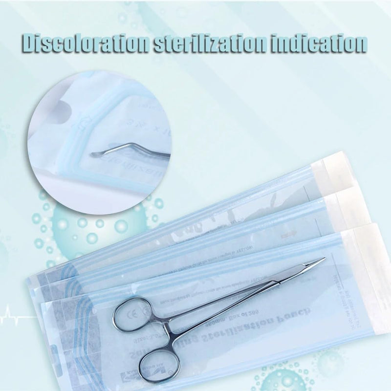 Yuelong 200PCS Self Sealing Sterilization Pouch Bags 2.25" x 5" Autoclave Sterilizer Bags Pouch for Nail Tools Grade Paper Disposable Dental Tattoo Accessories Tool Storage Bag 2.25" x 5"