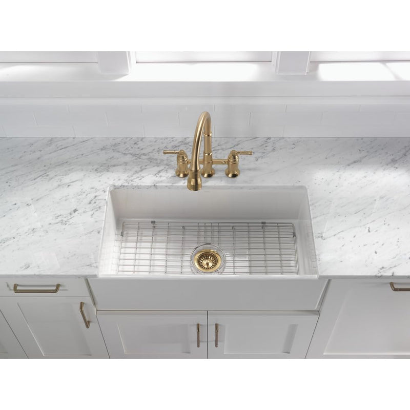 72010-CZ Champagne Bronze Sink Drain Flange and Strainer, Fit 3.5 inch Standard Kitchen Sink and 1.5 inch Pipe, Champagne Gold Brushed 304 Stainless Steel, Replace Delta Faucet Champagne Bronze