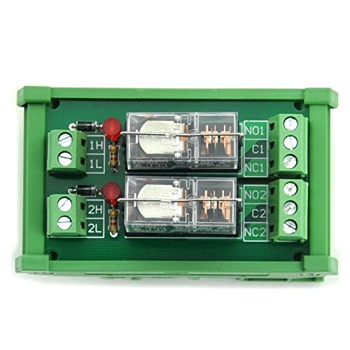 Electronics-Salon DIN Rail Mount AC/DC 12V Control 2 SPDT 16Amp Pluggable Power Relay Module, G2R-1-E 2 Channel 12V