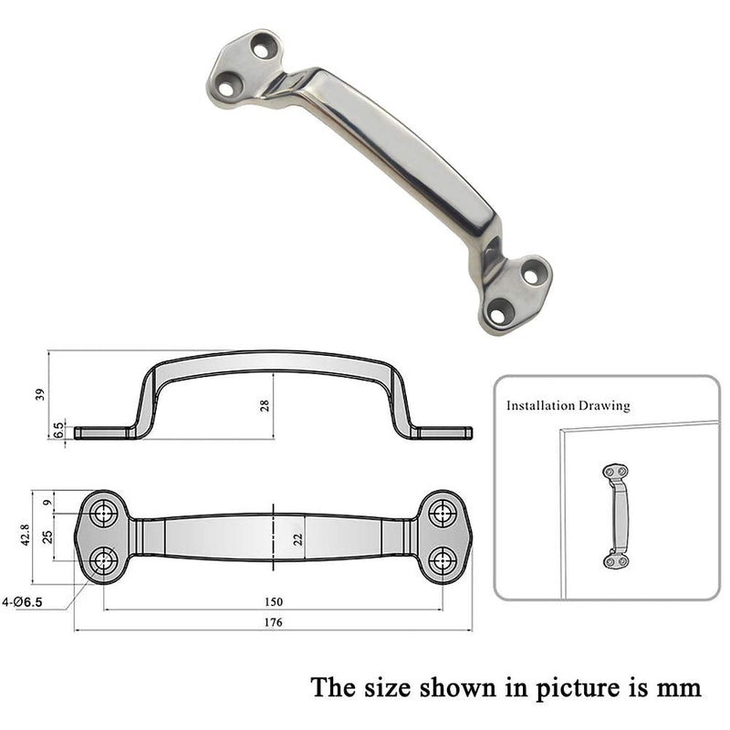 Heavy Duty Marine Grade Handle Stainless Steel Lift Grab Pull Handle,7 Inch 7 Inch