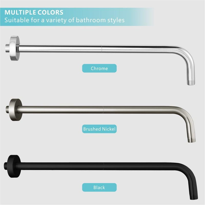 Shower Arm with Flange, 24 Inches Wall Mount Replacement Extension Showerhead Arm For Fixed Shower Head, Matte Black 24 Inch