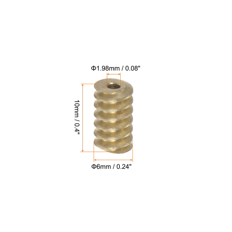 HARFINGTON 2pcs Worm Gear Shaft Brass 0.5 Modulus 1.98mm Hole Diameter Drive Gear Box Shaft