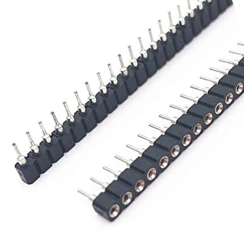 jing 2.54mm 1x40Pin Round Female Socket Pin Header Strip 40P Single Row Straight Female/Male Socket/Pin Header Strip Connector - (10 pcs)