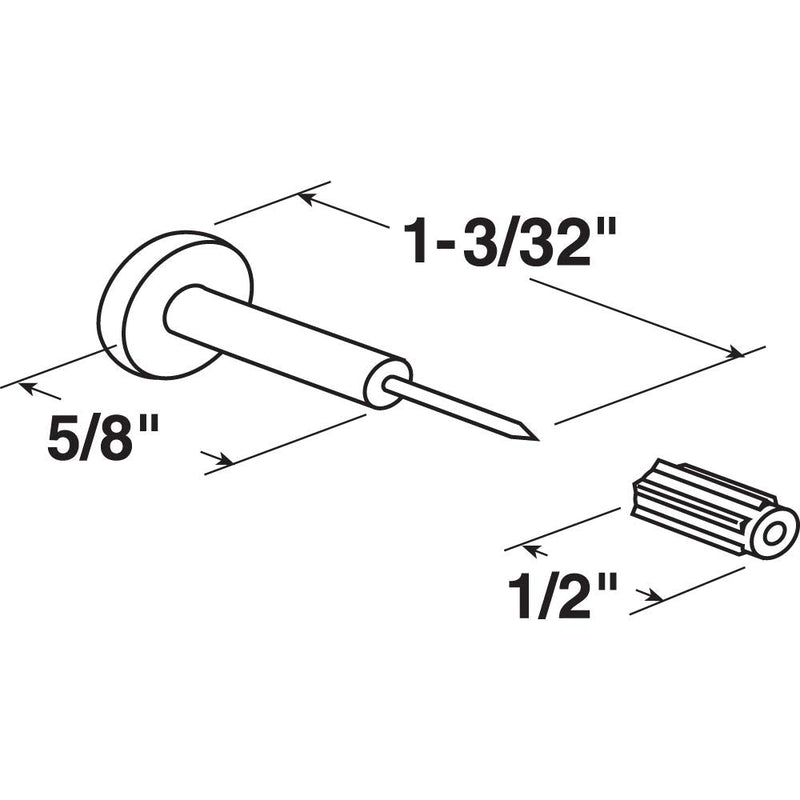 Prime-Line L 5775-12 Window Grid Retainer Pins and Sleeves, 1-1/16 In., Plastic and Steel (12 Pack)