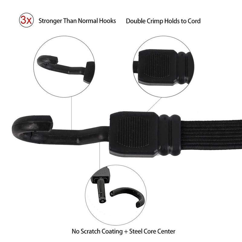 XSTRAP STANDARD 2PK 77 Inch Flat Bungee Cord Heavy Duty Adjustable Long Straps with Hooks for Hand Truck, Camping, Motorcycle, Cars, Bikes, Luggage Rack (Black) Black