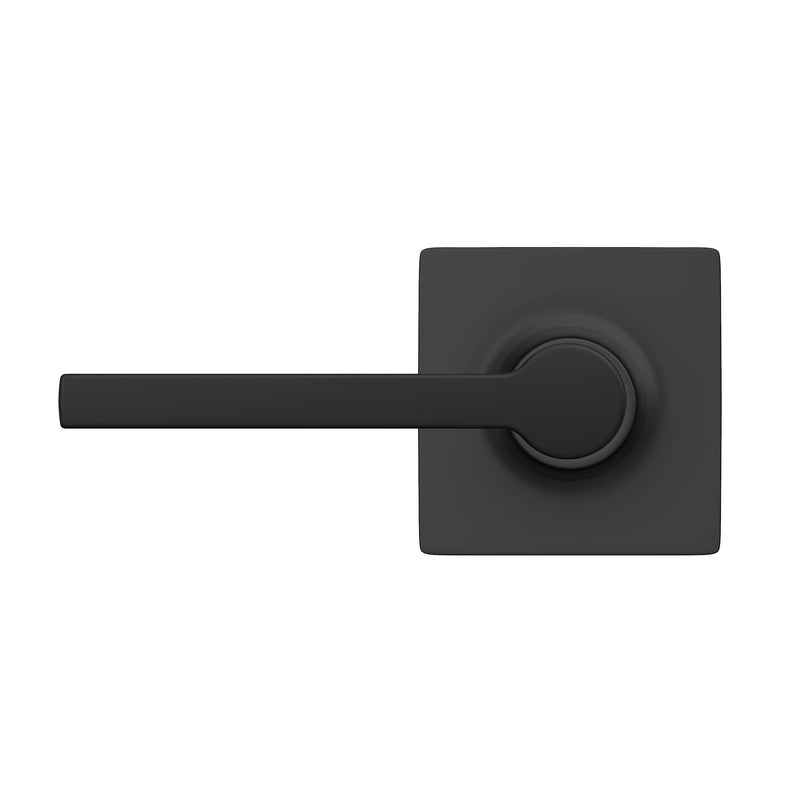 Lock Scout Straight Lever with Square Trim Dummy Door Handle, Matte Black Finish, 4 Pack