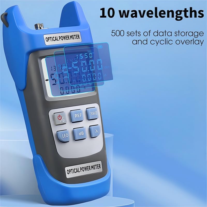 2-Piece Rechargeable high-Precision Optical Power Meter A-C510A (-50~+26dBm) Fiber Tester & Fiber Optic Test Pen 15,Suitable for SC/FC/ST/LC Interface, with 1 FC-LC Adapter