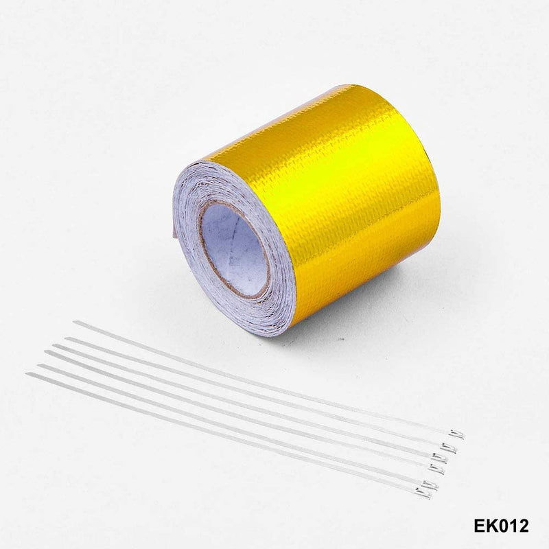 Sporacingrts 2" x32.8' （10M） Gold Adhesive Backed Heat Barrier Tape,Glass Fiber Heat Shielding Reflective Tape Packaging Roll Compatible with Car Intake Pipe, Engine Compartment