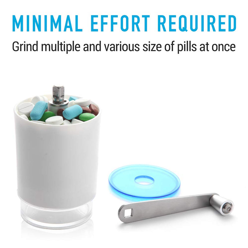 Pill Grinder Pill Crusher – Easily Crushes Multiple Tablets or Vitamins into Fine Powder at Once (Extra Jar Included) - Great Pulverizer for Feeding Tube, Kids, Pets and Arthritis