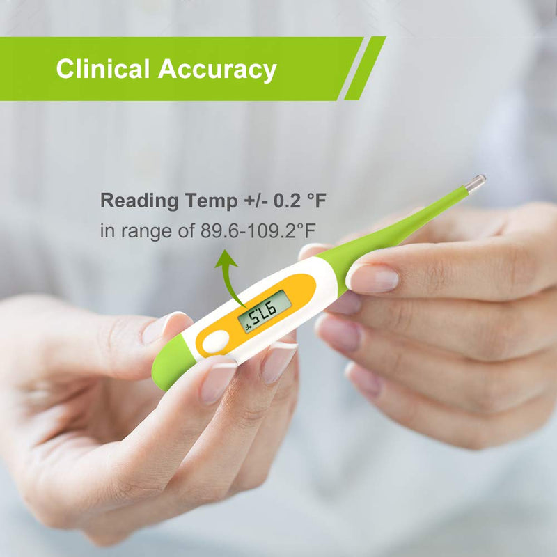 Digital Oral Thermometer for Adult and Kid, Easy@Home Accurate Fast Reading Body Temperature Thermometer for Oral and Underarm Measurement with Fever Alarm，EMT-021B-Green Green