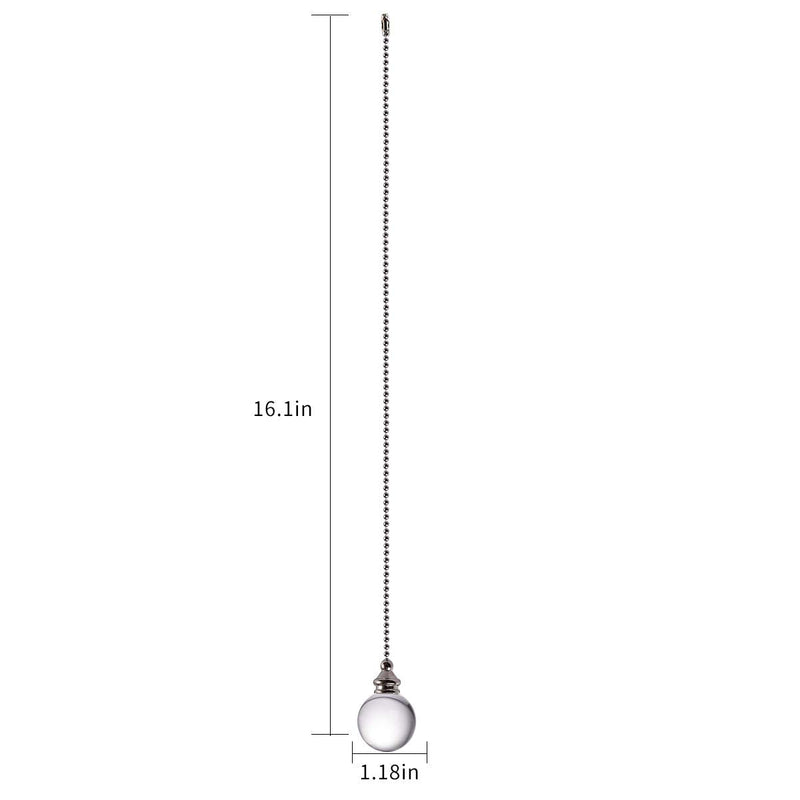 LONGSHENG - SINCE 2001 - Ceiling Fan Pull Chain, 2pcs Clear 30mm Diameter Crystal Ball Fan Pull Chain, 20 Inches Fan Pulls Set with Connector Ceiling Fan Pull Chain Ornaments Lighting Accessories