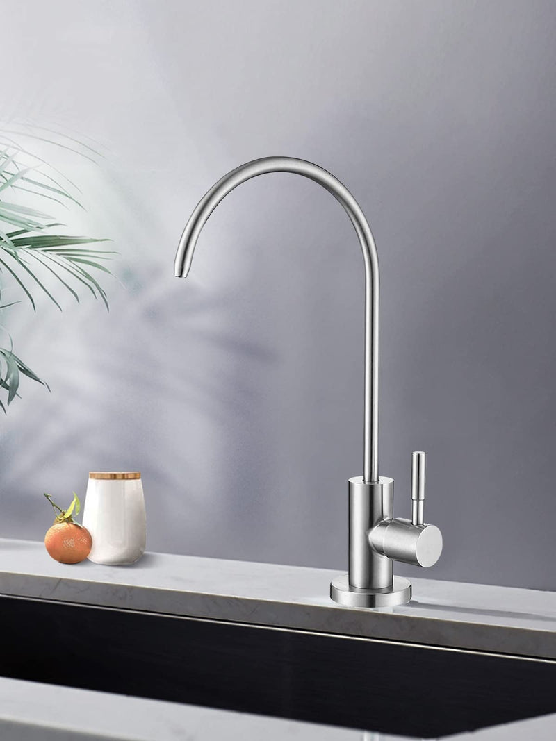 Drinking Water Faucet,Easy to Install Sink Water RO Faucet,Lead-Free Reverse Osmosis Faucet for Kitchen Bar Sink,Brushed Nickel SUS304 Stainless Steel Medium