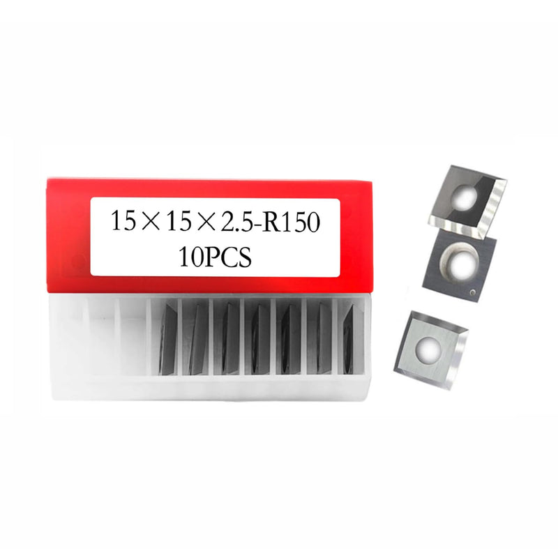 10 Pcs Square Carbide Inserts Knives for Planer Helical Cutterhead, 15x15x2.5mm 30° Angle R150 Radius Woodturning Tool Replacement 15x15x2.5-30-R150