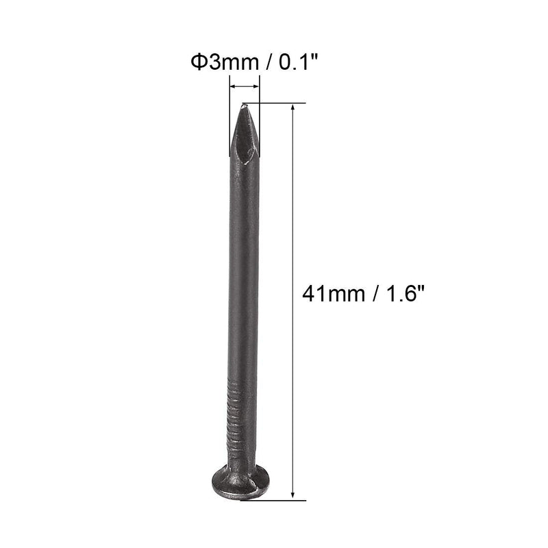 uxcell Hardware Nails Carbon Steel Point Tip Wall Cement Nail 41mm(1.6") 3mm Rod Dia Black 200pcs