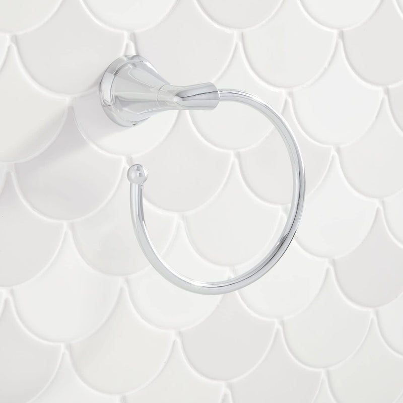 Signature Hardware 446858 Provincetown 6-1/8" Wall Mounted Towel Ring - Brushed Nickel