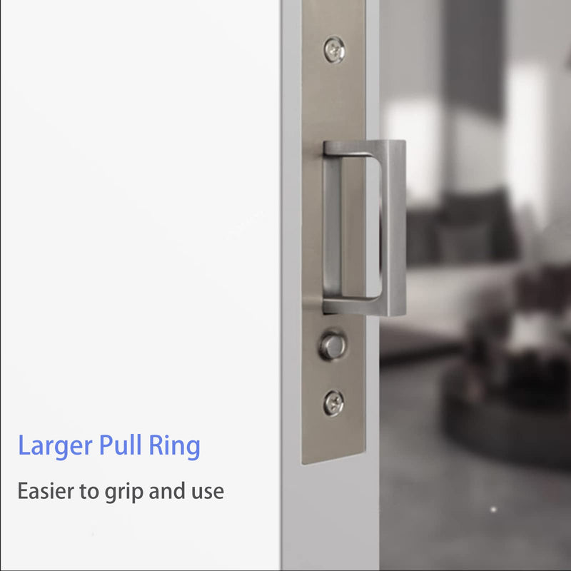 Dontay Pocket Door Handles with Large Auto Pop-Out Ring,Flush Hidden Edge Pull for Sliding Doors Hardware & Lock, Modern Space-Saving Design, Easy Install(5.44-inch,Brushed Nickel,1) 5.44-inch Brushed Nickel 1