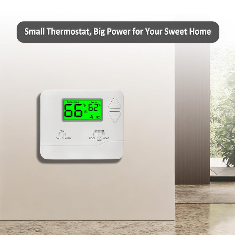 Non-Programmable Thermostats for Home Conventional Single-Stage Systems, up to 1 Heat/ 1 Cool Green Backlight