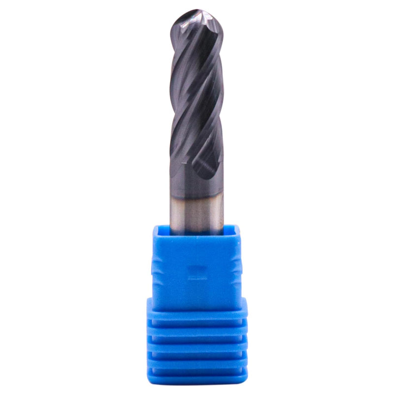 3/8" 4 Flute Variable Helix Ball Nose Solid Carbide End Mill - AlTiN Coated | Variable Geometry, 3/8" Cutting Diameter, 3/8" Shank Diameter, 1" Length of Cut, 2-1/2" Overal Length