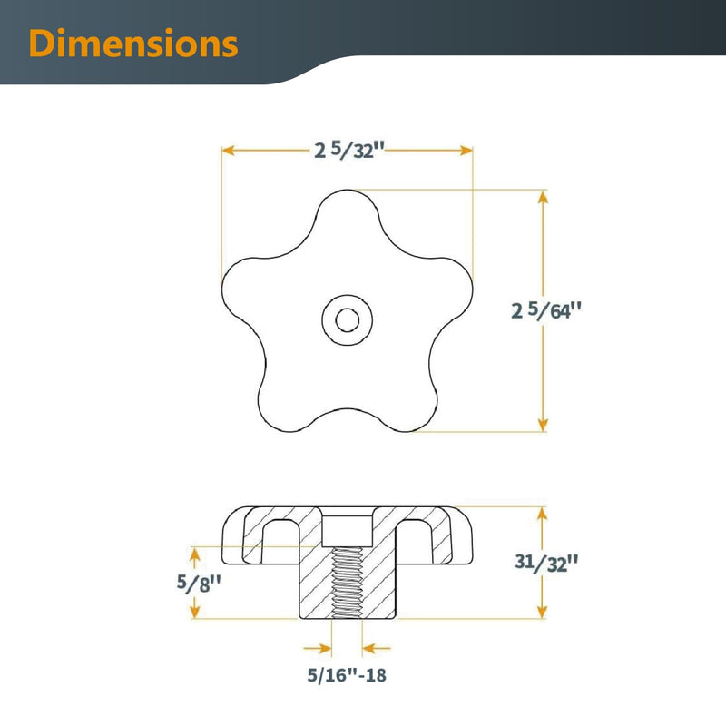 POWERTEC 72030 T Track Knob Kit w/T Slot Router Bit (5/8" Dia. x 3/16" H x 1/4" Shank), Threaded Knobs and 5/16”-18 T Slot Bolts Set, 16-pc T Track Accessories for Woodworking Jigs and Fixtures