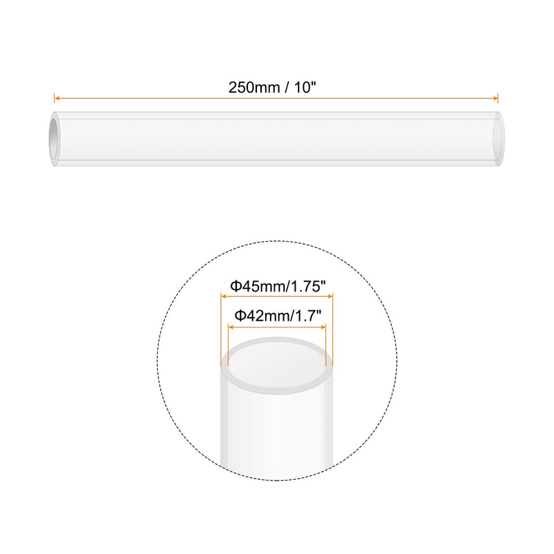 10" Clear Plastic Rigid Pipe 42mm x 45mm(1.7" x 1.75") Acrylic Tube Round Polycarbonate Tubing, [for Plumbing, Hydraulics, Aquarium, DIY] 1.7" x 1.75"