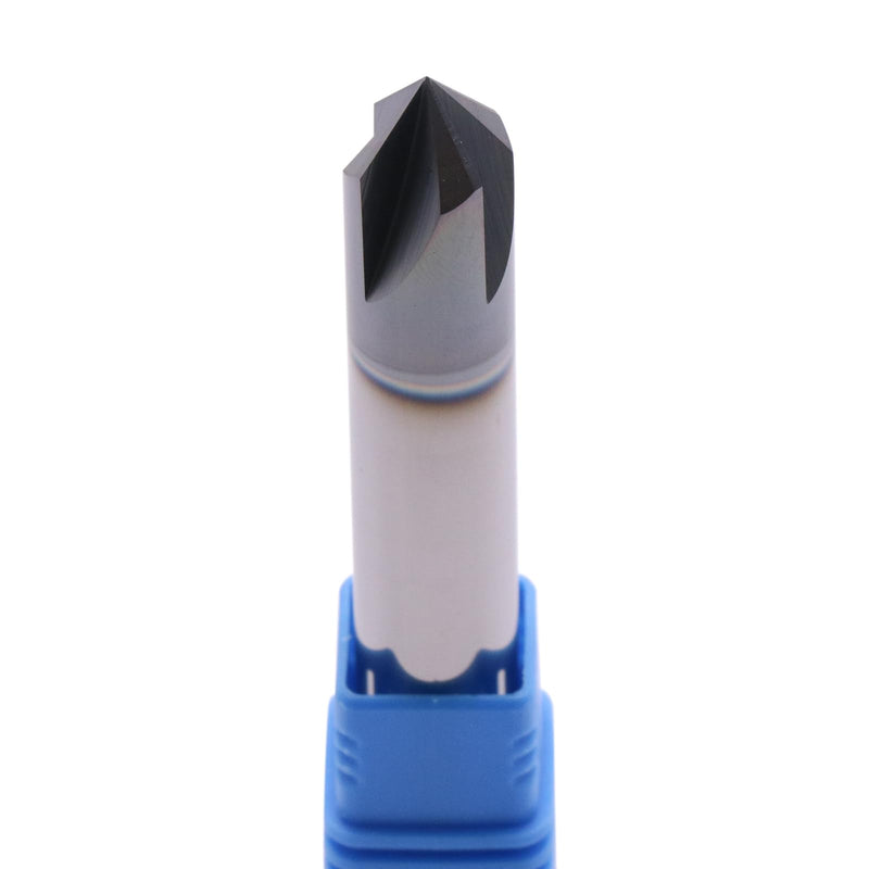 4 Flute 90° Solid Carbide Chamfer End Mill(1Pc, 1/2"), AlTiN Coated | 90° Chamfer Angle, 1/2" Shank 3" OAL, Single End, V Groove Router Bit, for Milling Alloy Steel, Carbon Steel, Cast Iron 1/2 in