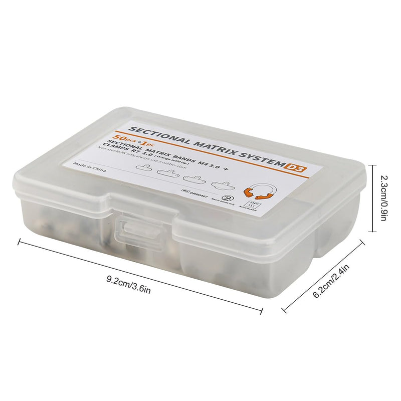 Dental Sectional Matrix System D3 Tooth Interproximal Sectional Contoured Metal Matrices Refill Matrix M4 3.0+Clamps R7 1.0（50Pcs+1Pcs）