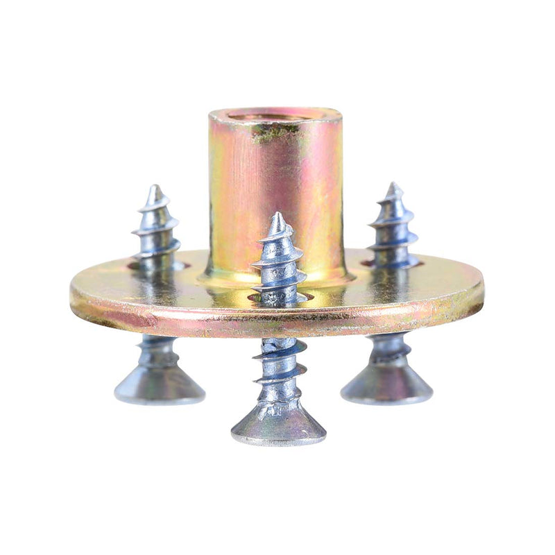uxcell M10 Brad Hole Tee Nut Carbon Steel T-Nuts Furniture Hardware Flange Insert Female Thread with Screws 10pcs