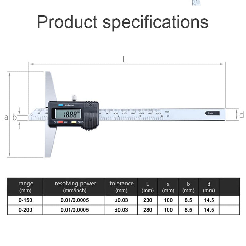 Digital Depth Caliper Electronic Depth Gauge Caliper Depth Rule (150mm(Normal)) 150mm