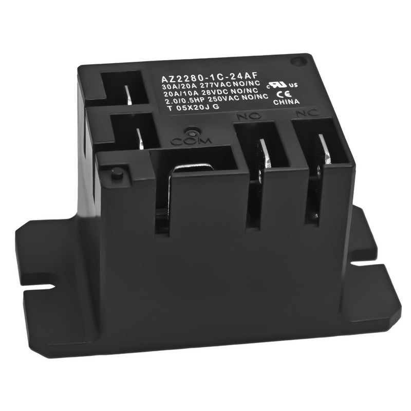 Power Relay AZ2280-1C-24AF (Pack of 2) - 24VAC 30A 277VAC 28VDC, 5Pins 1 Form C SPDT, Quick Connect Normally Closed