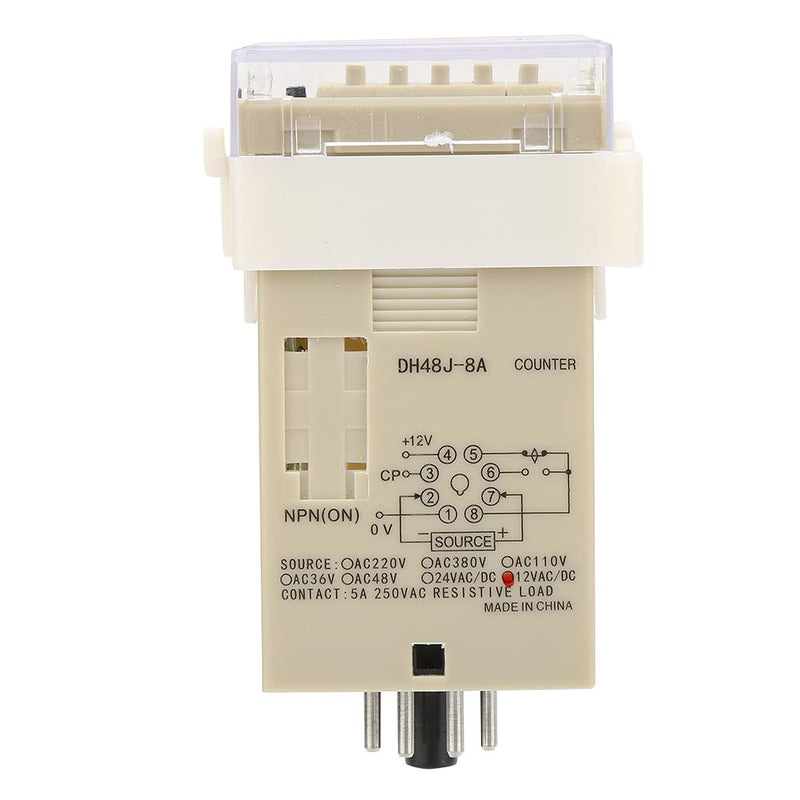 Digital Counter, Digital Display Counter Time Relay Controller 0-999900 Electronic 8 Pins Counter Relay Reset Sensor Sensing Count for Remote Control Automatic Control System(12V AC/DC)