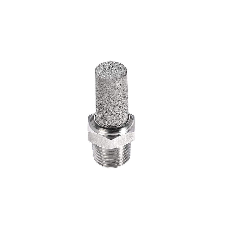 uxcell Exhaust Muffler NPT1/8 Male Thread Sintered Stainless Steel Breather Pneumatic Air Muffler