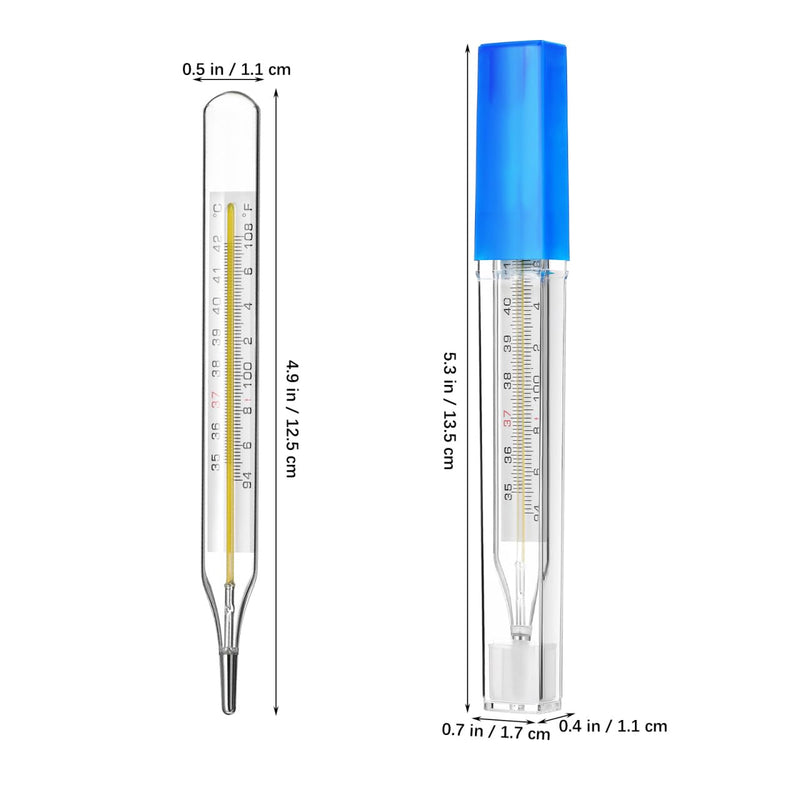 Toyvian 12-Pack Glass Thermometer for Adults Home with Dual Scale Celsius & Fahrenheit Reading Large Flat Design for Easy Holding Family Use for Kids and Elderly