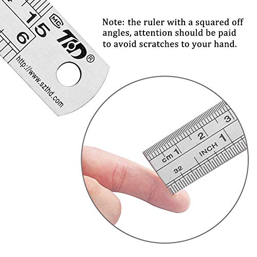 ZZTX Ruler Metal Straight Edge Ruler Stainless Steel Ruler 6 Inch Ruler Set Rulers Bulk 12 Pack