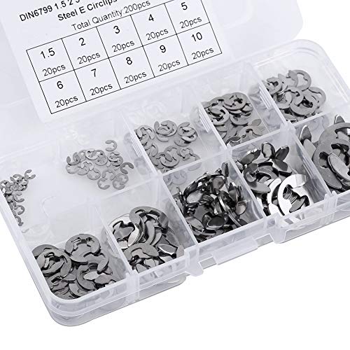 120Pcs 304 Stainless Steel E-Clip Retaining Snap Ring Circlip Kit ,1.5mm-10mm