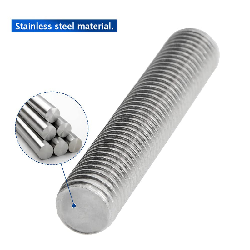 Threaded Rods M10 x 60mm, Fully Threaded Rod 304 Stainless Steel, Fully All Threaded Studs M10-1.5 Thread Pitch for Anchor Bolts, Clamps, Hangers, U-Bolts - 10Pcs M10x60mm